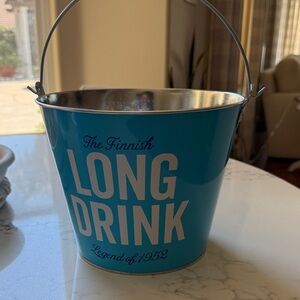 Long Drink Blue Metal Beverage Bucket by